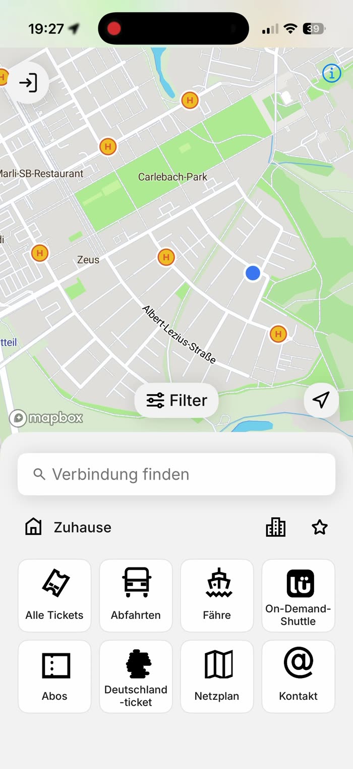 Startbildschirm & Hauptmenü