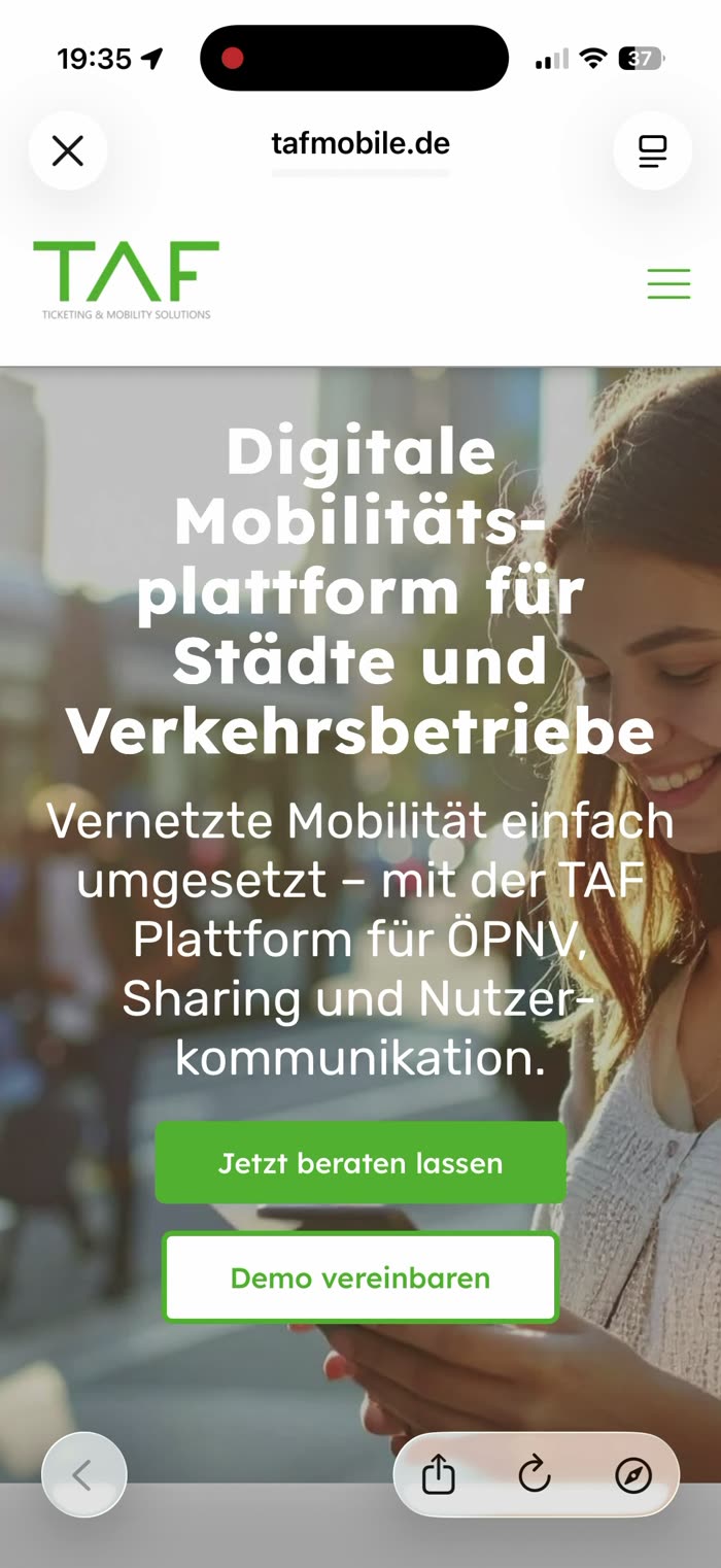 B2B-Vertriebsseite des Technologiepartners für Endnutzer erreichbar