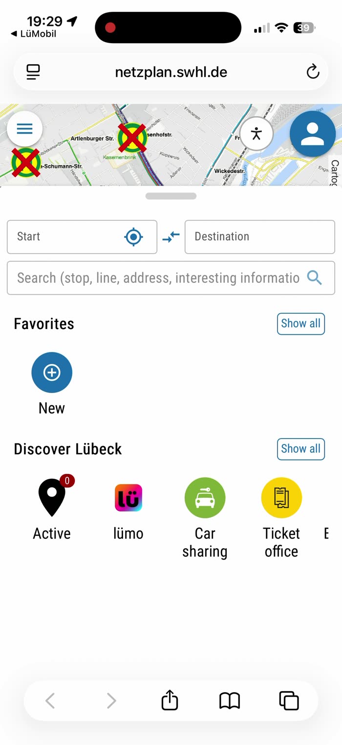 Netzplan-Oberfläche erscheint auf Englisch trotz deutscher App-Sprache