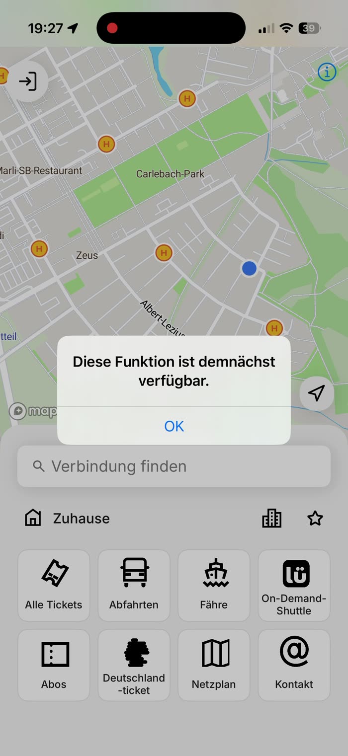 Unklarer Auslöser für Hinweis „Diese Funktion ist demnächst verfügbar.“